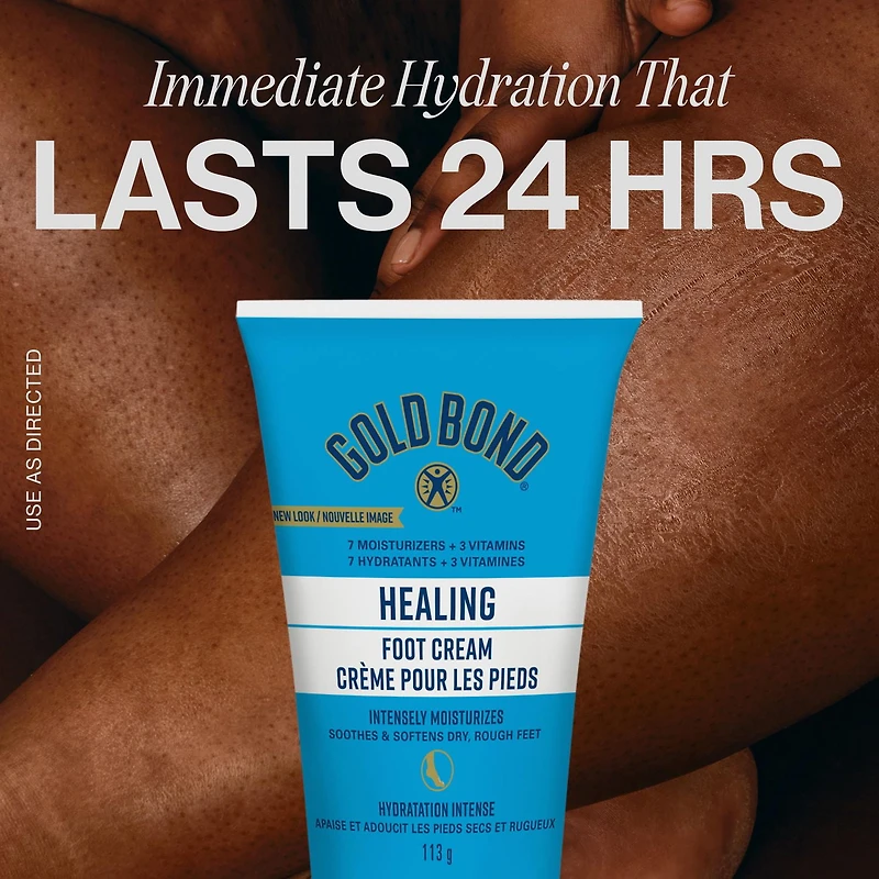 Gold Bond Healing Crème pour les pieds, tube de 113g, crème hydratante non grasse pour les pieds et talons secs et craquelés, avec du jojoba, de l'aloès et de la vitamine A, E et C 113g