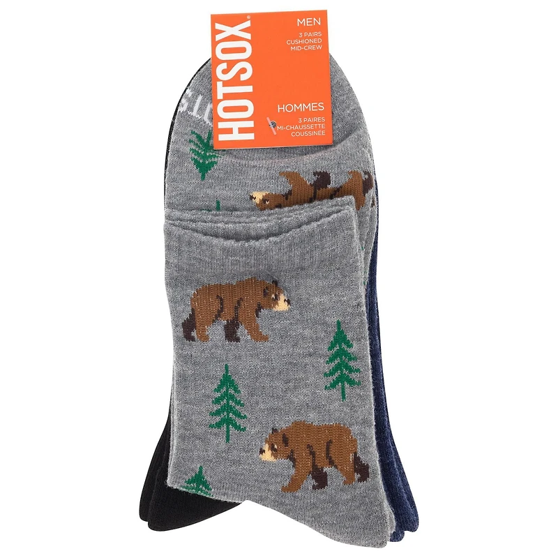 HOTSOX Mi-Chaussettes Coussinées de mode pour hommes. 3 paires. Taille 6-12