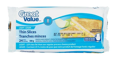 Fromage fondu léger en tranches de Great Value