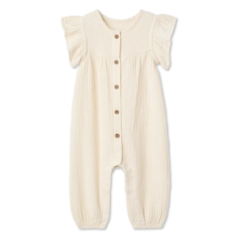 Barboteuse en gaze froissée George pour bébés filles