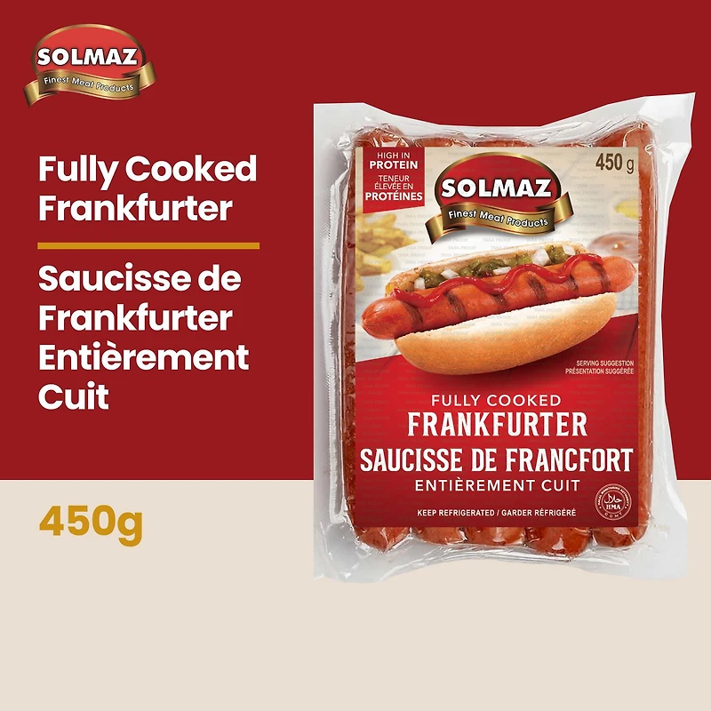 Solmaz Halal Saucissons Frankfurter Entièrement cuit 450gr