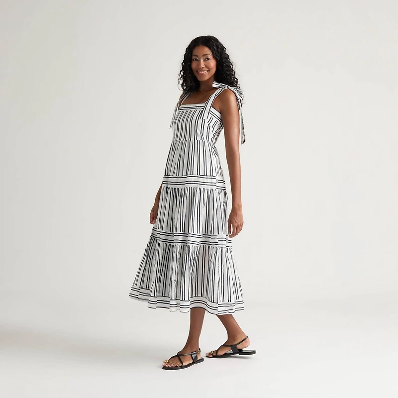 Robe à volants imprimée bretelles tissées Mexx pour femme