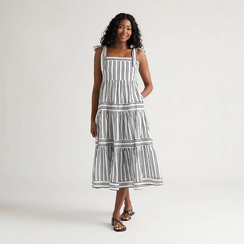 Robe à volants imprimée bretelles tissées Mexx pour femme
