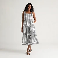 Robe à volants imprimée bretelles tissées Mexx pour femme