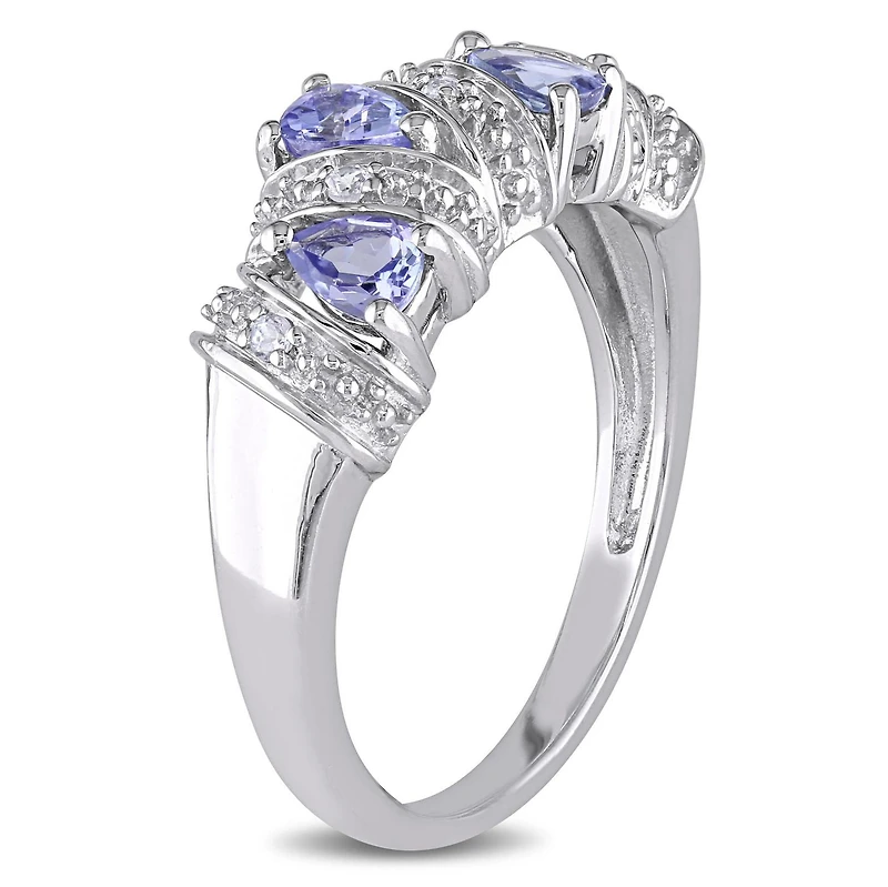 Miabella 3/5 Carat T.G.W. Tanzanite Sterling Silver Journey Ring