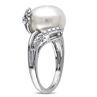 Miabella Cultured Freshwater Pearl and Diamond-Accent Sterling Silver Ring