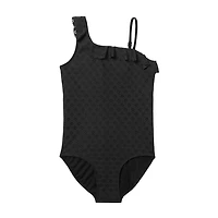 Justice Girls' Crochet Asymmetric Ruffle Swimsuit 1-Piece