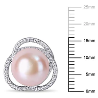 Miabella Pink Freshwater Cultured Pearl and 1-3/5 Carat T.G.W. Cubic Zirconia Sterling Silver Interlaced Stud Earrings