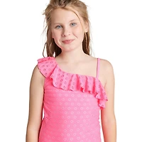 Maillot de bain 1 pièce crocheté avec volants asymétriques Justice pour filles