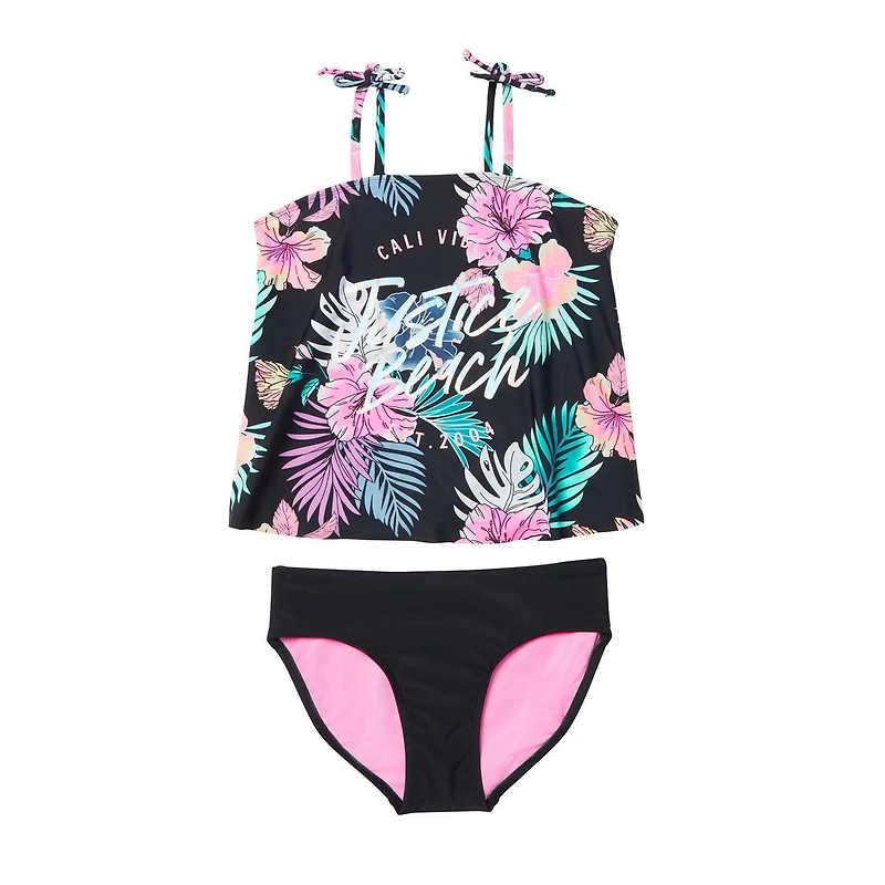 Tankini 2 pièces avec bretelles à fermoir Justice pour filles