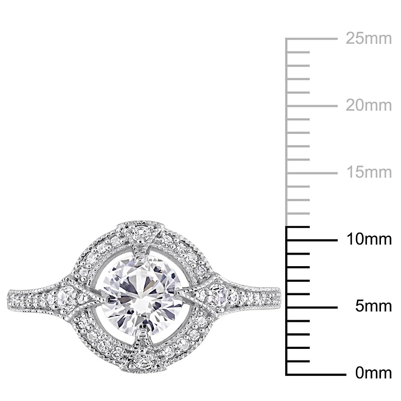 Miabella 1-1/6 Carat T.G.W. Created White Sapphire and 1/6 Carat T.W. Diamond Sterling Silver Engagement Ring