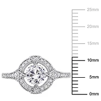 Miabella 1-1/6 Carat T.G.W. Created White Sapphire and 1/6 Carat T.W. Diamond Sterling Silver Engagement Ring