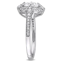 Miabella 1-1/6 Carat T.G.W. Created White Sapphire and 1/6 Carat T.W. Diamond Sterling Silver Engagement Ring