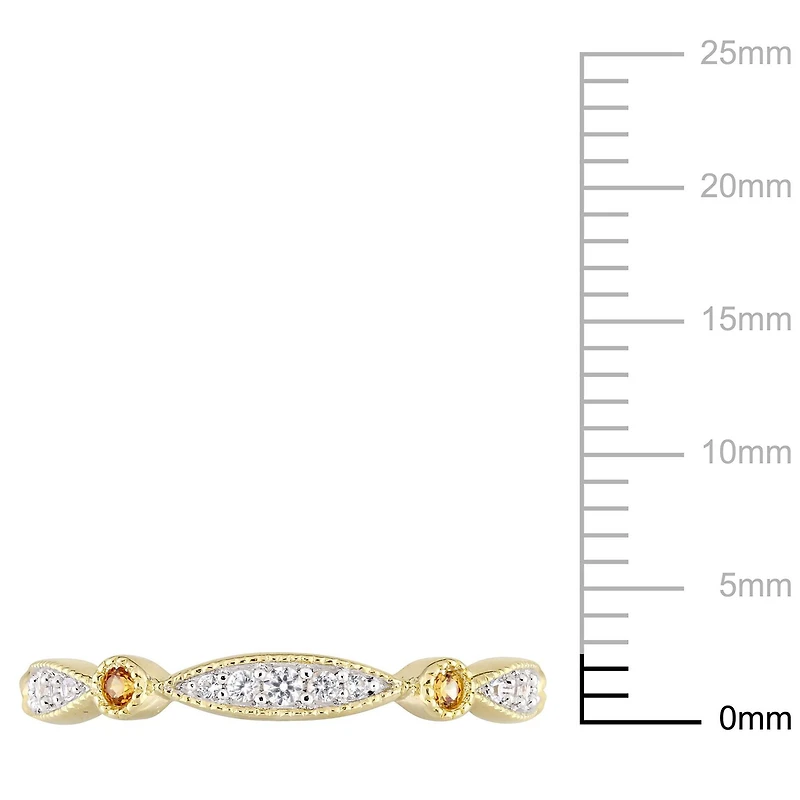 Bague de forme éternité Miabella avec saphirs blancs et jaunes synthétiques 3/8 CT PBT en argent sterling plaqué jaune