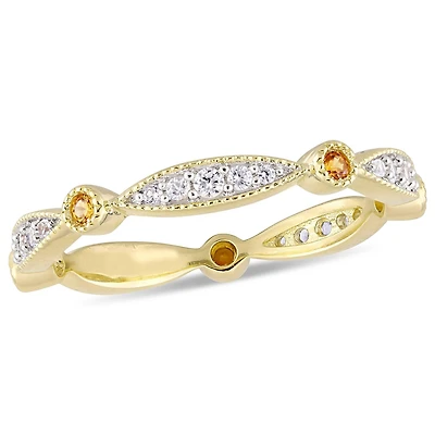 Miabella 3/8 Carat T.G.W. Created Yellow and White Sapphire Yellow-Plated Sterling Silver Eternity Ring