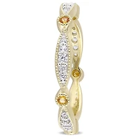 Bague de forme éternité Miabella avec saphirs blancs et jaunes synthétiques 3/8 CT PBT en argent sterling plaqué jaune