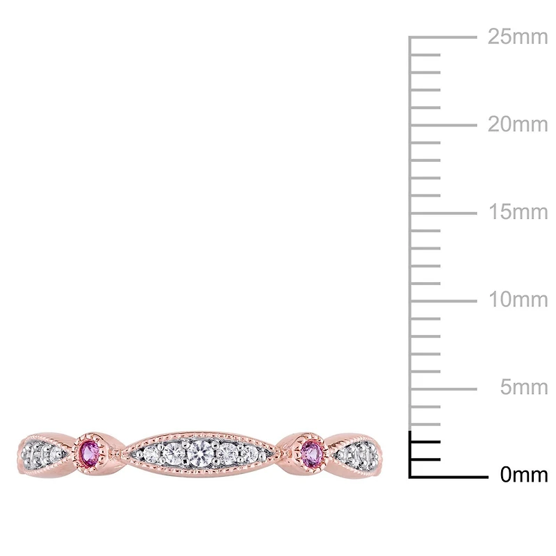 Miabella 3/8 Carat T.G.W. Created Pink and White Sapphire Rose-Plated Sterling Silver Eternity Ring