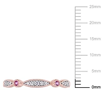 Miabella 3/8 Carat T.G.W. Created Pink and White Sapphire Rose-Plated Sterling Silver Eternity Ring
