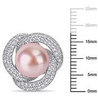 Boucles d'oreille entrelacées Miabella avec perles rosées cultivées d'eau douce et zircons cubiques 1-1/2 CT PBT en argent sterling