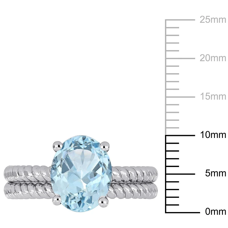Ensemble de mariage de style solitaire Miabella avec aigue-marine 2-1/10 CT PBT en or blanc 14K
