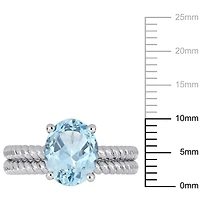 Ensemble de mariage de style solitaire Miabella avec aigue-marine 2-1/10 CT PBT en or blanc 14K