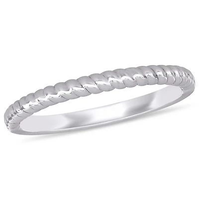 Bague de mariage torsadée Miabella en or blanc 14K