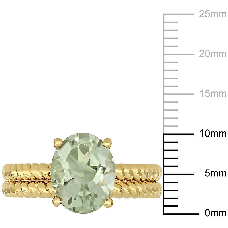 Miabella 2-1/3 Carat T.G.W. Green Amethyst 14 K Yellow Gold Solitaire Bridal Set