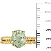Miabella 2-1/3 Carat T.G.W. Green Amethyst 14 K Yellow Gold Solitaire Bridal Set