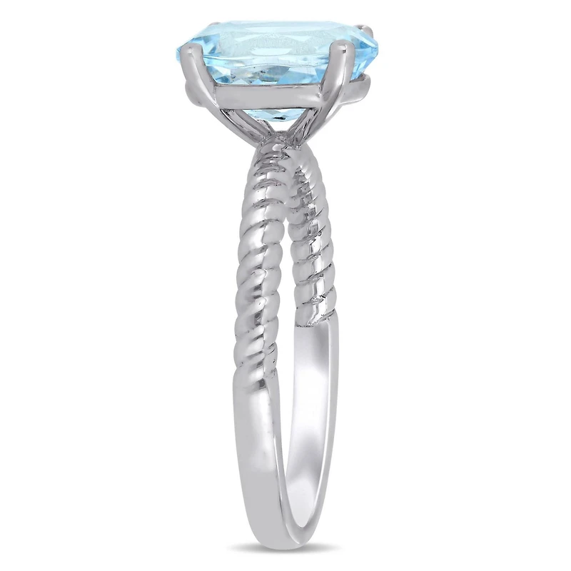 Bague solitaire Miabella avec aigue-marine 2-1/10 CT PBT en or blanc 14K