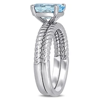 Ensemble de mariage de style solitaire Miabella avec aigue-marine 2-1/10 CT PBT en or blanc 14K