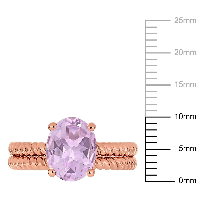 Ensemble de mariage de style solitaire Miabella avec rose de France 2-3/8 CT PBT en or rosé 14K