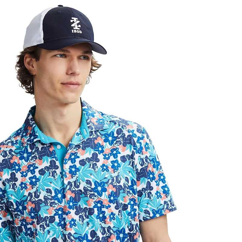IZOD MENS GOLF SHORT SLEEVE PRINT POLO
