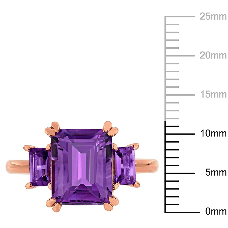 Miabella 3-4/5 Carat T.G.W. Amethyst 14 K Rose Gold 3-Stone Ring