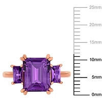 Miabella 3-4/5 Carat T.G.W. Amethyst 14 K Rose Gold 3-Stone Ring