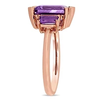 Miabella 3-4/5 Carat T.G.W. Amethyst 14 K Rose Gold 3-Stone Ring