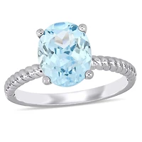 Miabella 2-1/10 Carat T.G.W. Aquamarine 14 K White Gold Solitaire Ring