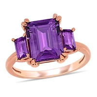 Miabella 3-4/5 Carat T.G.W. Amethyst 14 K Rose Gold 3-Stone Ring