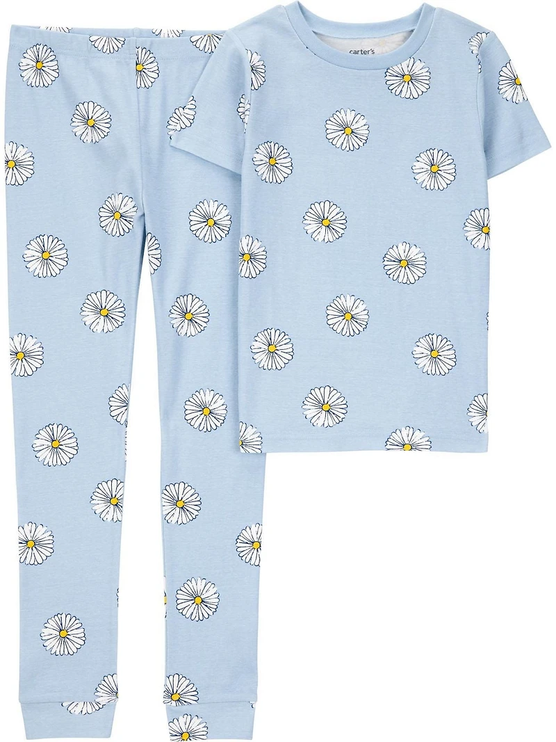 Carter's Child of Mine Kid Girls' 2 Piece PJs Cotton Blue Flower