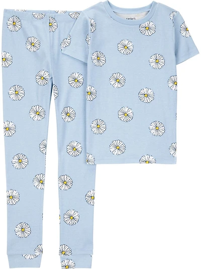 Carter's Child of Mine Kid Girls' 2 Piece PJs Cotton Blue Flower, 5-14