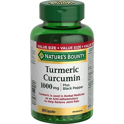 NATURE'S BOUNTY Curcumine du curcuma avec poivre noir, 1 000 mg, antioxydant, soulage les articulations et aide la digestion, capsules 90 paquet