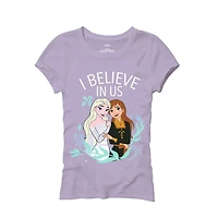 Girls Disney Frozen Believe In Us Short Sleeve T-Shirt