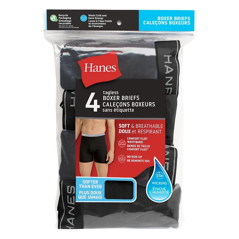 Caleçons boxeurs Hanes Comfortsoft sans étiquette pour hommes, extensibles, coupe moderne, frais et respirants