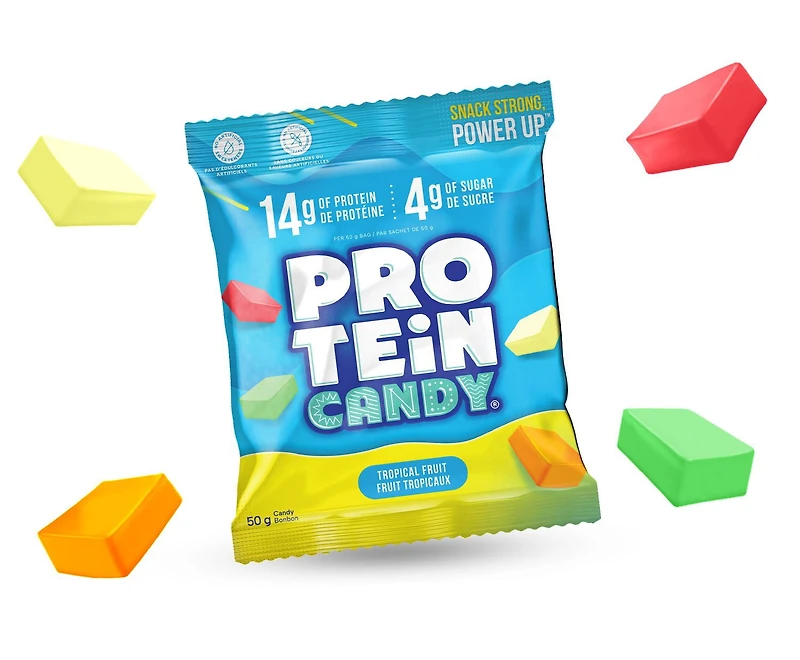 Protein Candy, Tropical Fruit, Chewy Candy with Protein