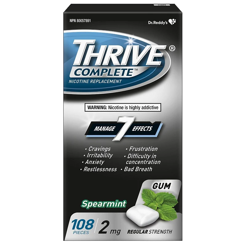 Gomme Thrive Complet 2 mg Force régulière Remplacement de la nicotine