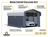 Enclosure Kit for 12 x 20 ft. Carport Grey