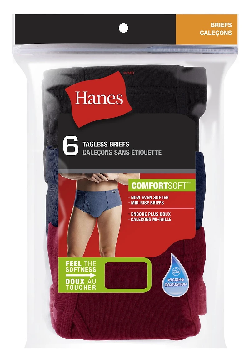 Hanes Men's Underwear Briefs Pack, Mid-Rise, ComfortSoft Waistband