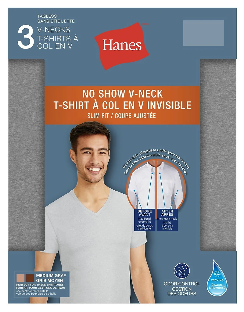 Hanes Men's 3pack FreshIQ No Show V-Neck T-shirt