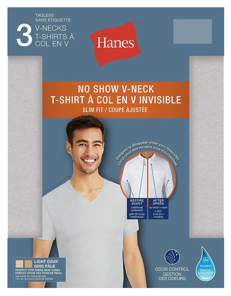 Hanes Men's 3pack FreshIQ No Show V-Neck T-shirt