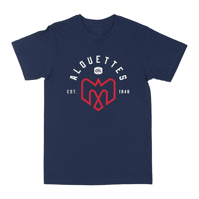 T-shirt bleu à manches courtes EST CFL des Alouettes de Montréal