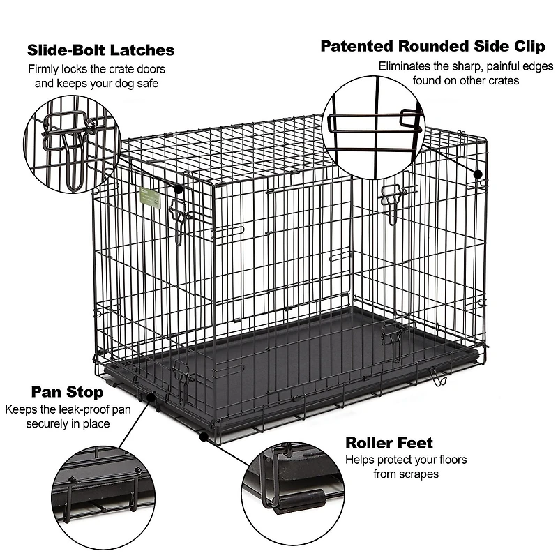 Midwest iCrate Caisse Pliante pour Chien à Double Porte avec Panneau de Séparation Caisse pour Chien 2 portes
